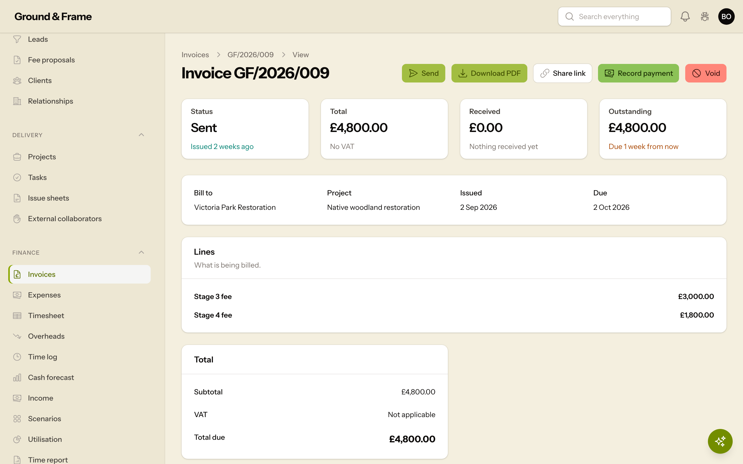 Invoice the moment a stage lands